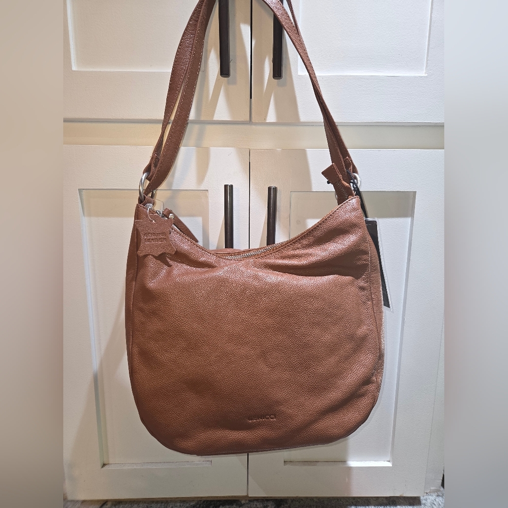 Genicci NWT Cognac Genuine Leather Shoulder Bag - Picture 8 of 9
